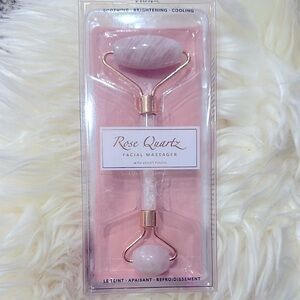 Rose Quartz Facial Massager with velvet pouch